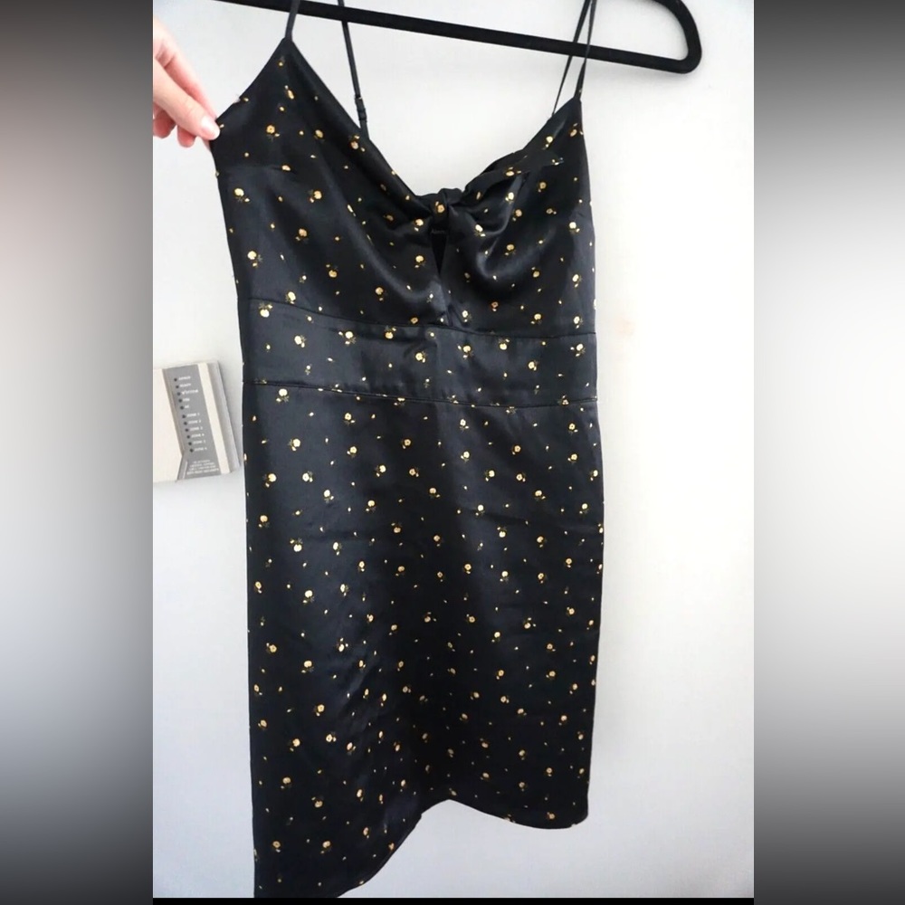 Abercrombie & Fitch Tie-Front Satin Mini Dress Reformation Black Small Petite